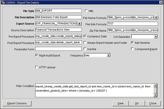 E-Folio Export-IBM